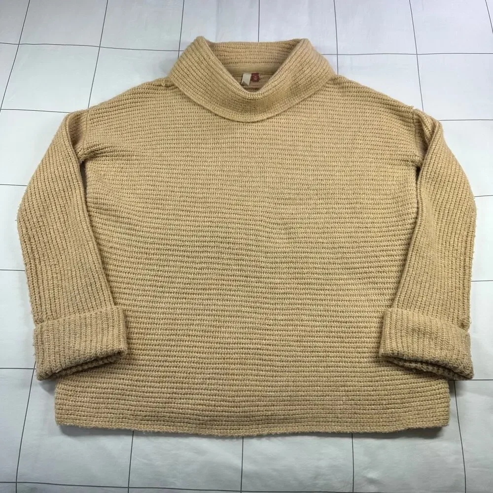 Anthropologie Pilcro Sweater Womens XS Tan Cowl Neck Pullover Oversized Boho